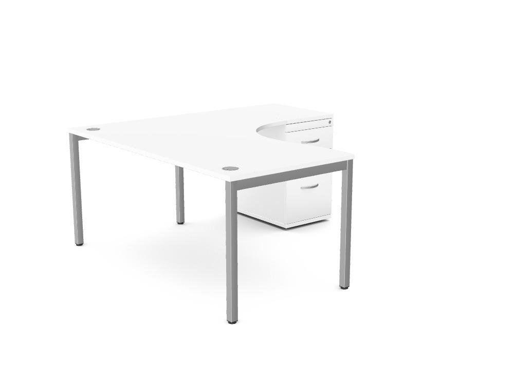 C-Sense 1 Person Crescent Desk & Desk High Pedestal